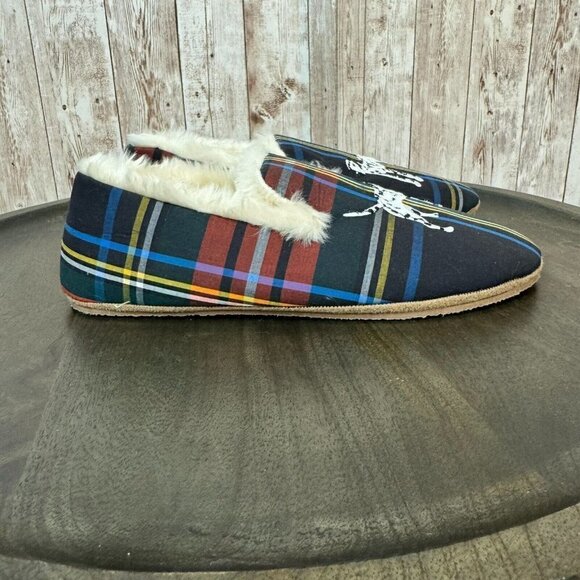 J. Crew Women Tartan Plaid Dalmatian Slippers Faux Shearling Loafer Slipper Sz 6 - Picture 5 of 14